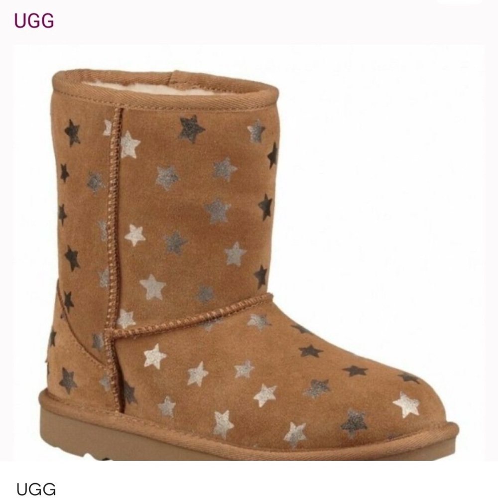 Ugg size 1 Toddler Star Tan Boots lined in shearling
